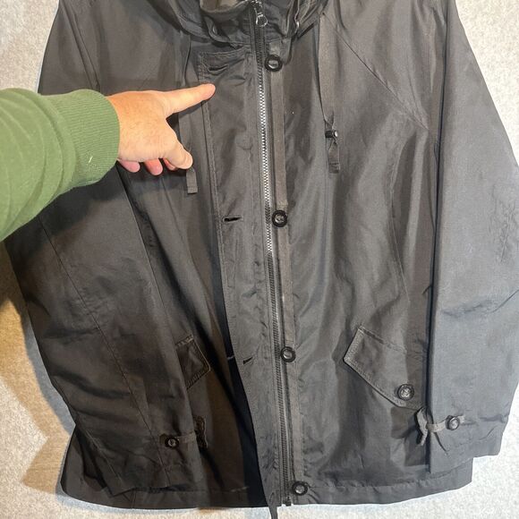 Lands End Women’s Waterproof Rain Coat Windbreaker Black Size L/P‎  14-16 VTG - Picture 5 of 16